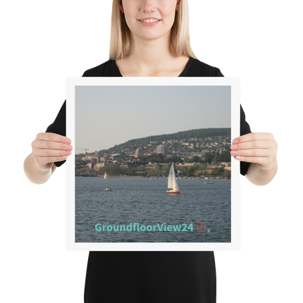 Beutiful River & Hills Sinari Poster with groundfloorview24 with House Logo