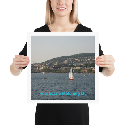 Beutiful River & Hills Sinari Poster with realestatematching with key Logo