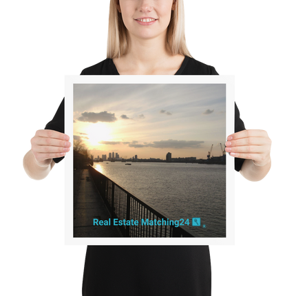 Awesome River View Poster with realestatematching24 with key Logo