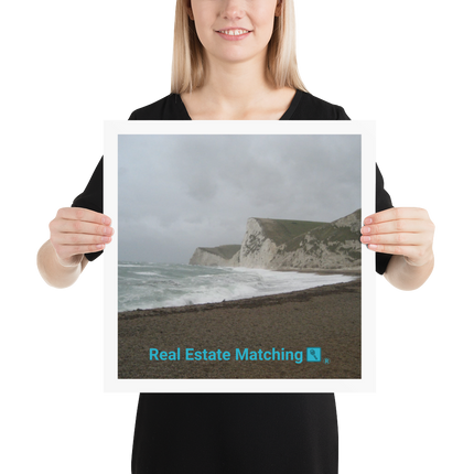 Waves and Sand Poster with realestatematching with key Logo