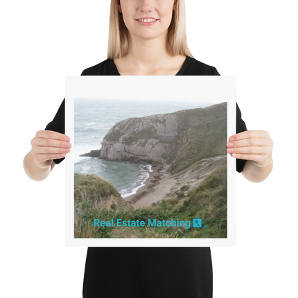 Sea & Hills Poster with realestatematching with key Logo