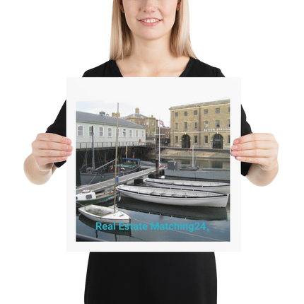 Boat on Water Poster with realestatematching24 without key Logo