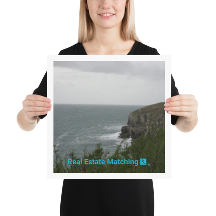 Seaside Serenity Poster with realestatematching with key Logo