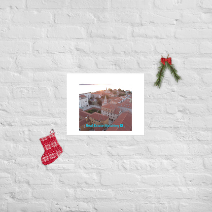 Roof Sunset View Poster with realestatematching with key Logo