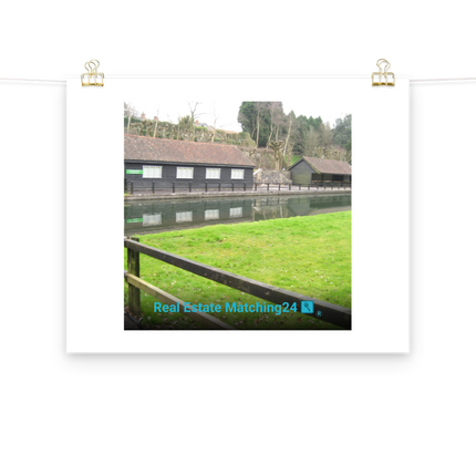 Lakeside Serenity Poster with realestatematching24 with key Logo