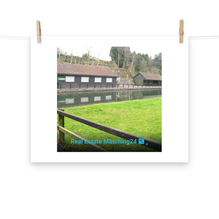 Lakeside Serenity Poster with realestatematching24 with key Logo