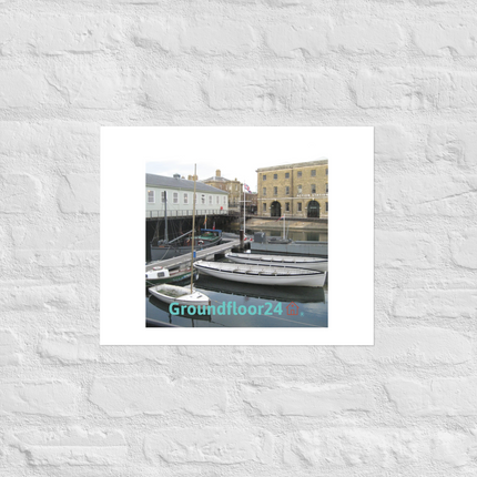 Boat on Water Poster with Groundfloor24 with House Logo