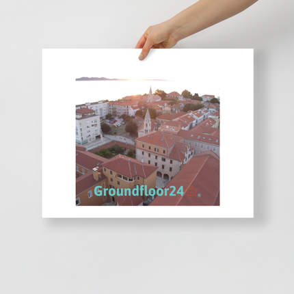 Roof Sunset View Poster with Groundfloor24 with House Logo