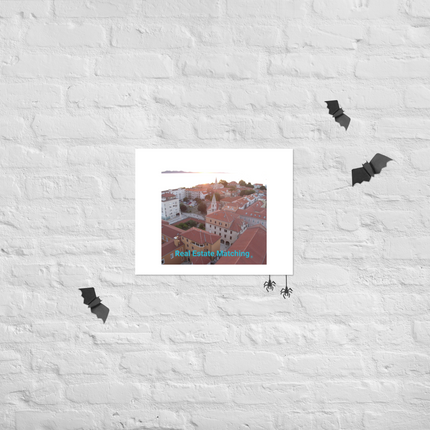 Roof Sunset View Poster with realestatematching without key Logo