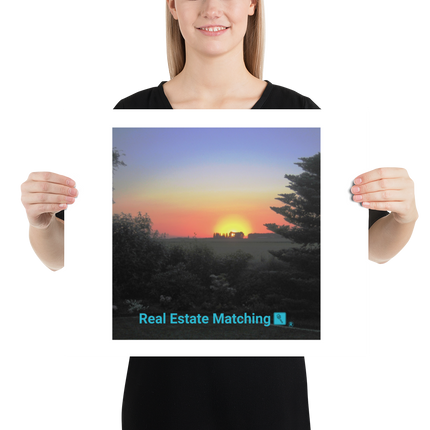 Beutiful Sunset Sinari Poster with realestatematching with key Logo