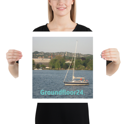 Boat on the River Poster with Groundfloor24 without House Logo