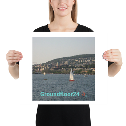 Beutiful River & Hills Sinari Poster with Groundfloor24 with House Logo