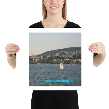 Beutiful River & Hills Sinari Poster with realestatematching with key Logo