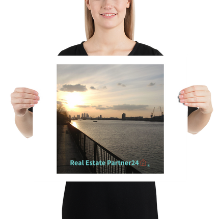 Awesome River View Poster with realestatepartner24 with house Logo