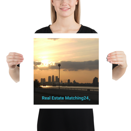 Majestic Sunset Poster with realestatematching24 without key Logo