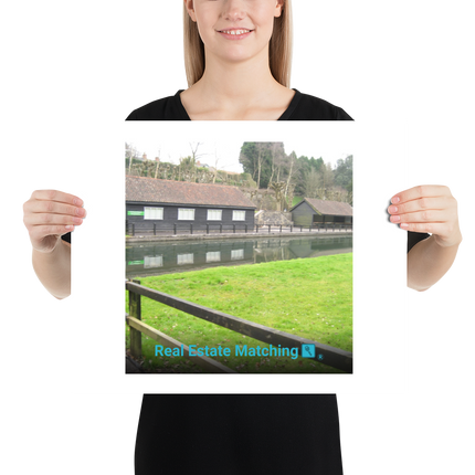 Lakeside Serenity Poster with realestatematching with key Logo
