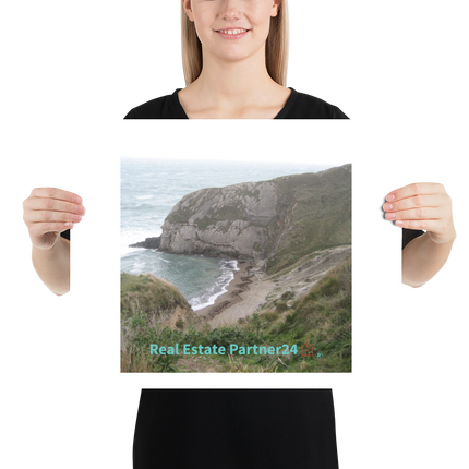 Sea & Hills Poster with realestatepartner24 with house Logo