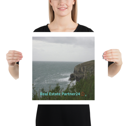 Seaside Serenity Poster with realestatepartner24 with house Logo