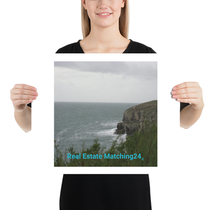 Seaside Serenity Poster with realestatematching24 without key Logo