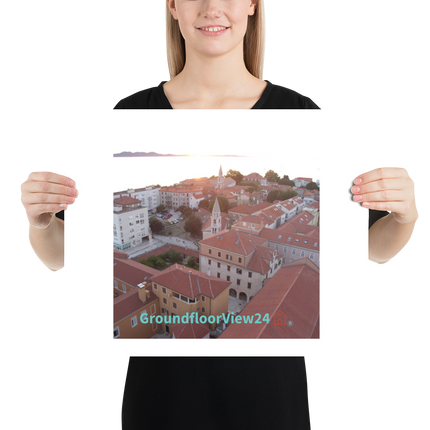 Roof Sunset View Poster with groundfloorview24 with House Logo