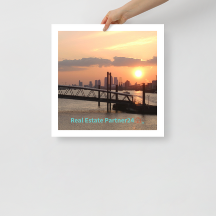 Evening Glow Poster with realestatepartner24 with house Logo
