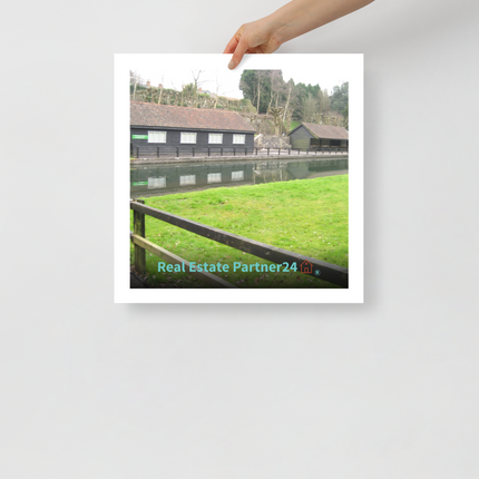Lakeside Serenity Poster with realestatepartner24 with house Logo