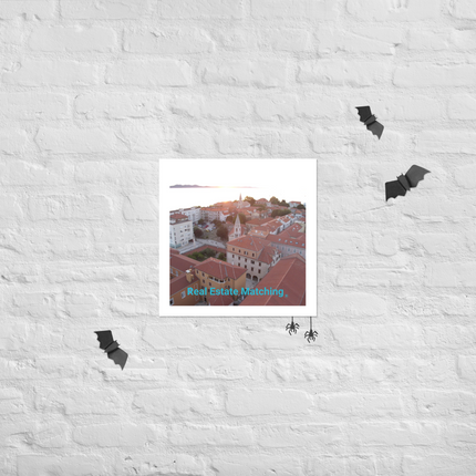 Roof Sunset View Poster with realestatematching without key Logo
