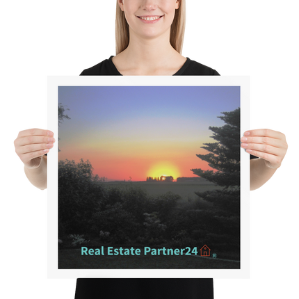 Beutiful Sunset Sinari Poster with realestatepartner24 with house Logo