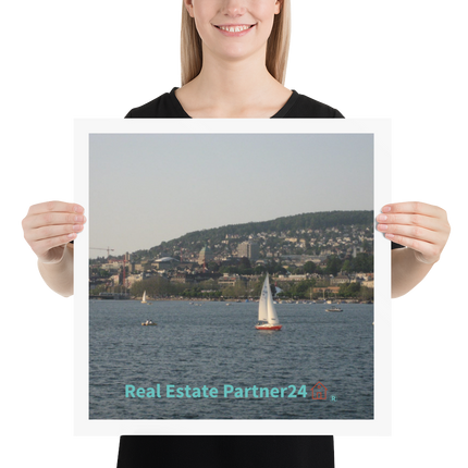 Beutiful River & Hills Sinari Poster with realestatepartner24 with house Logo