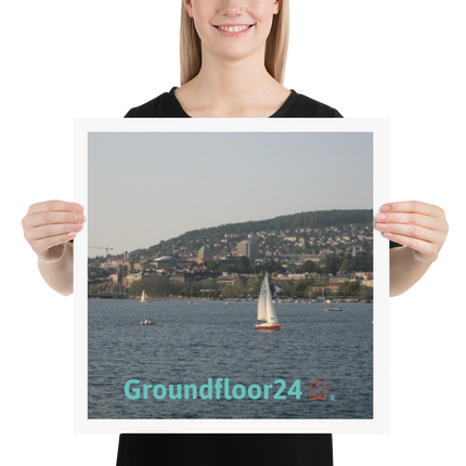Beutiful River & Hills Sinari Poster with Groundfloor24 with House Logo