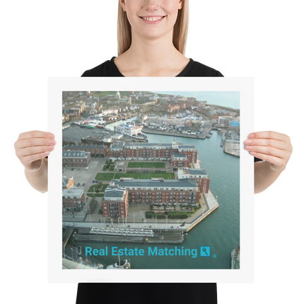 Nice City Poster with realestatematching with key Logo