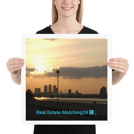 Majestic Sunset Poster with realestatematching24 with key Logo