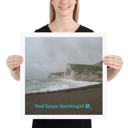 Waves and Sand Poster with realestatematching24 with key Logo