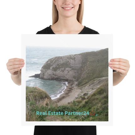 Sea & Hills Poster with realestatepartner24 with house Logo