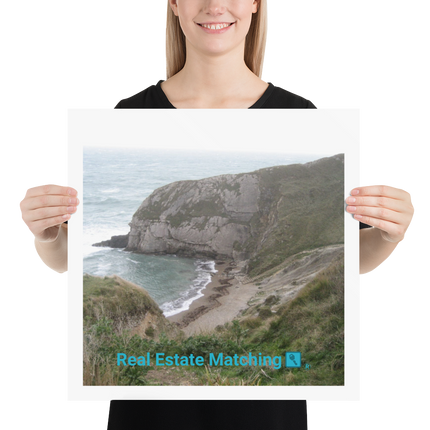 Sea & Hills Poster with realestatematching with key Logo