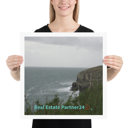 Seaside Serenity Poster with realestatepartner24 with house Logo