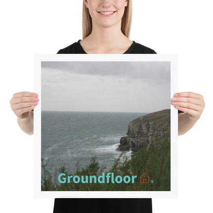 Seaside Serenity Poster with Groundfloor with House Logo