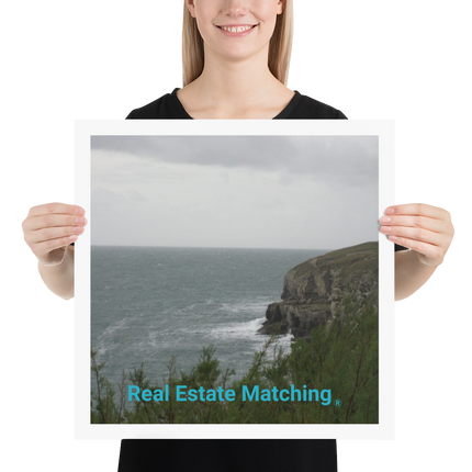 Seaside Serenity Poster with realestatematching without key Logo