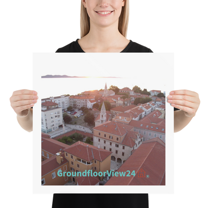 Roof Sunset View Poster with groundfloorview24 with House Logo