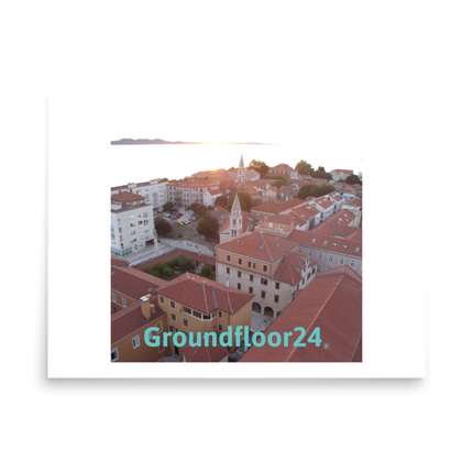 Roof Sunset View Poster with Groundfloor24 without House Logo