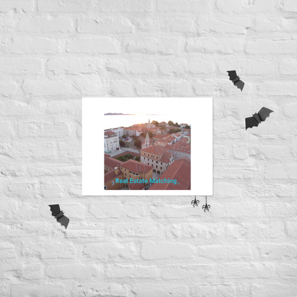 Roof Sunset View Poster with realestatematching without key Logo