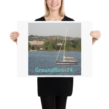 Boat on the River Poster with Groundfloor24 without House Logo