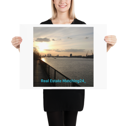 Awesome River View Poster with realestatematching24 without key Logo
