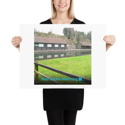 Lakeside Serenity Poster with realestatematching with key Logo