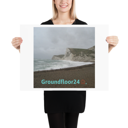 Waves and Sand Poster with Groundfloor24 with House Logo