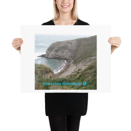Sea & Hills Poster with realestatematching24 with key Logo