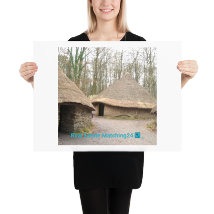 Village Charm Poster with realestatematching24 with key Logo