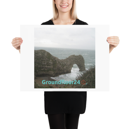 Coastal Escape Poster with Groundfloor24 with House Logo