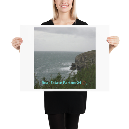 Seaside Serenity Poster with realestatepartner24 with house Logo