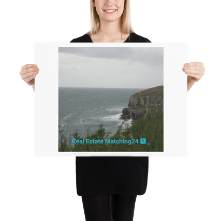 Seaside Serenity Poster with realestatematching24 with key Logo